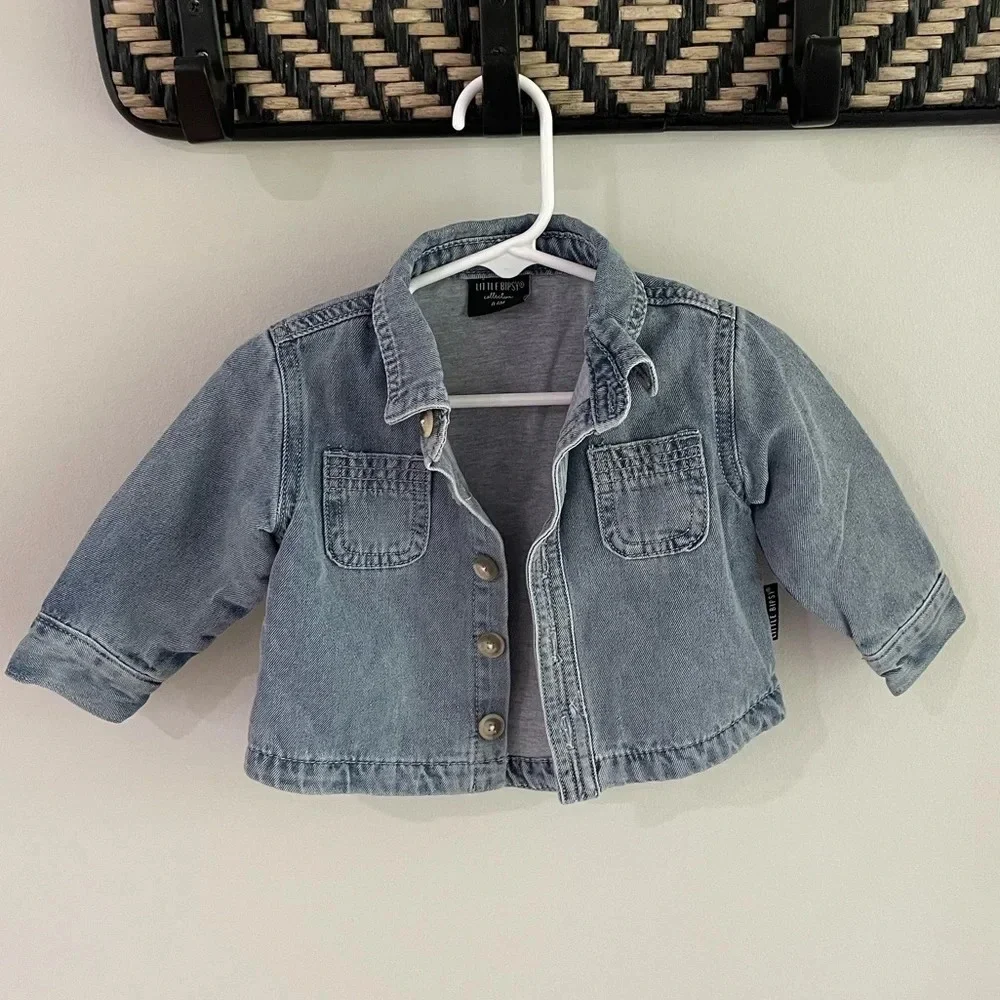 Little Bipsy - Denim Chambray Button Down Jean Jacket - Size 0-6 Months